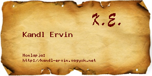 Kandl Ervin névjegykártya
